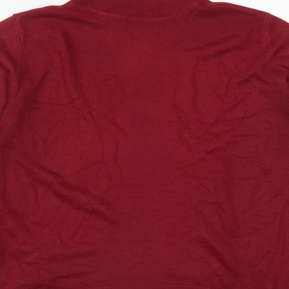 Marks & Spencer Womens Red High Neck Acrylic Pullover Jumper Size 14