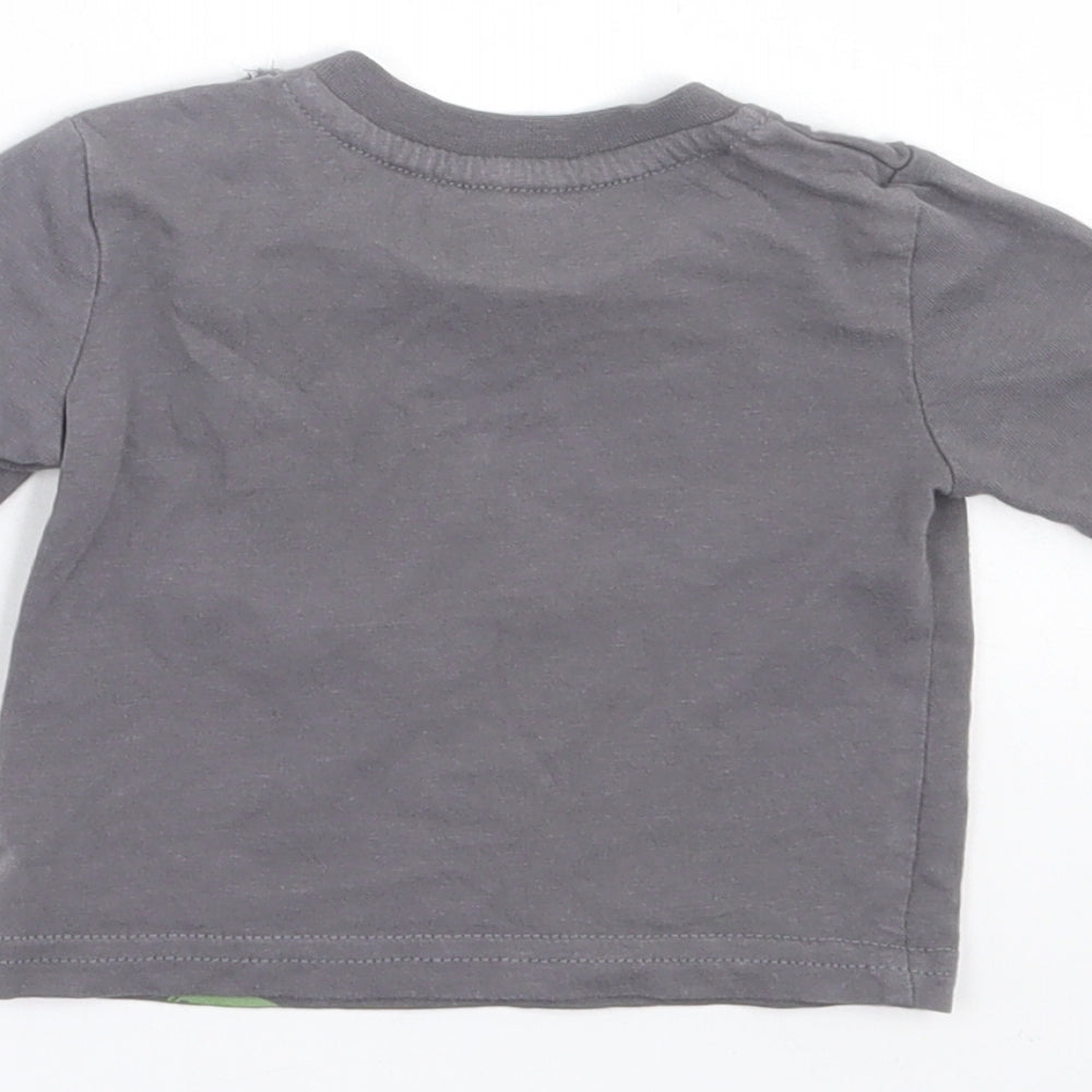 Preworn Boys Grey Polyester Basic Casual Size 0-3 Months Crew Neck Button - Marvel