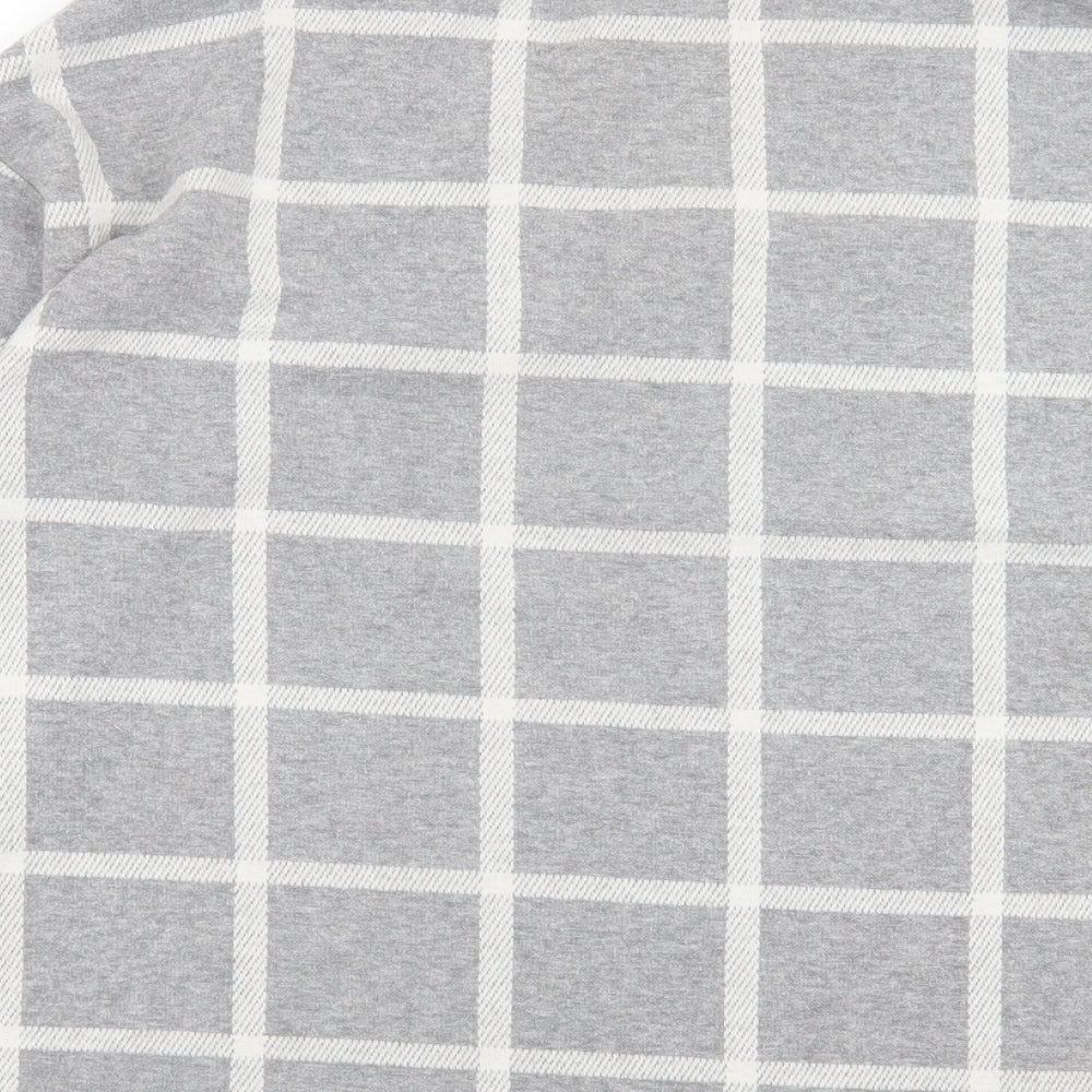 River Island Womens Grey V-Neck Check Polyester Pullover Jumper Size 8
