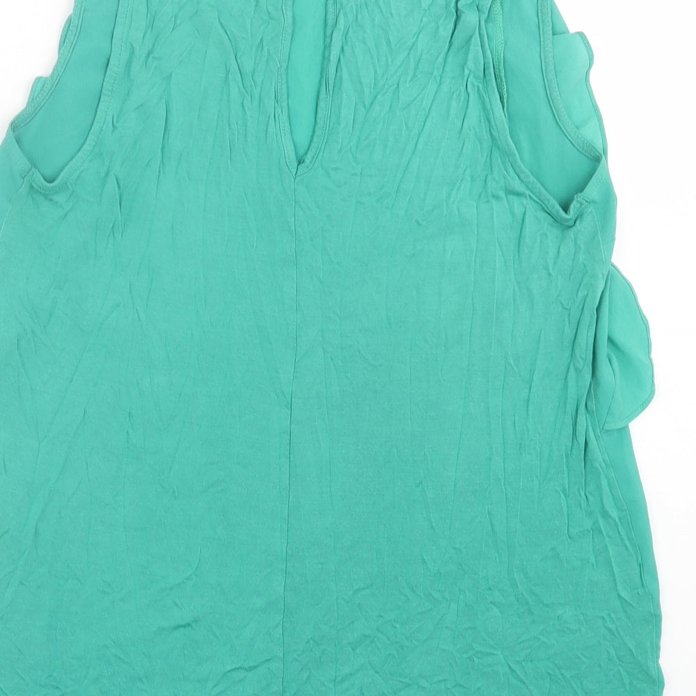 Warehouse Womens Green Polyester Basic Tank Size 12 Crew Neck