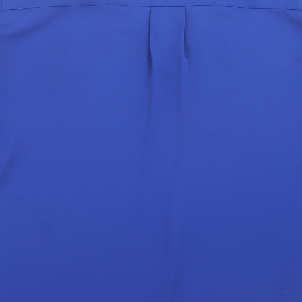 Mango Womens Blue Polyester Basic Blouse Size S V-Neck