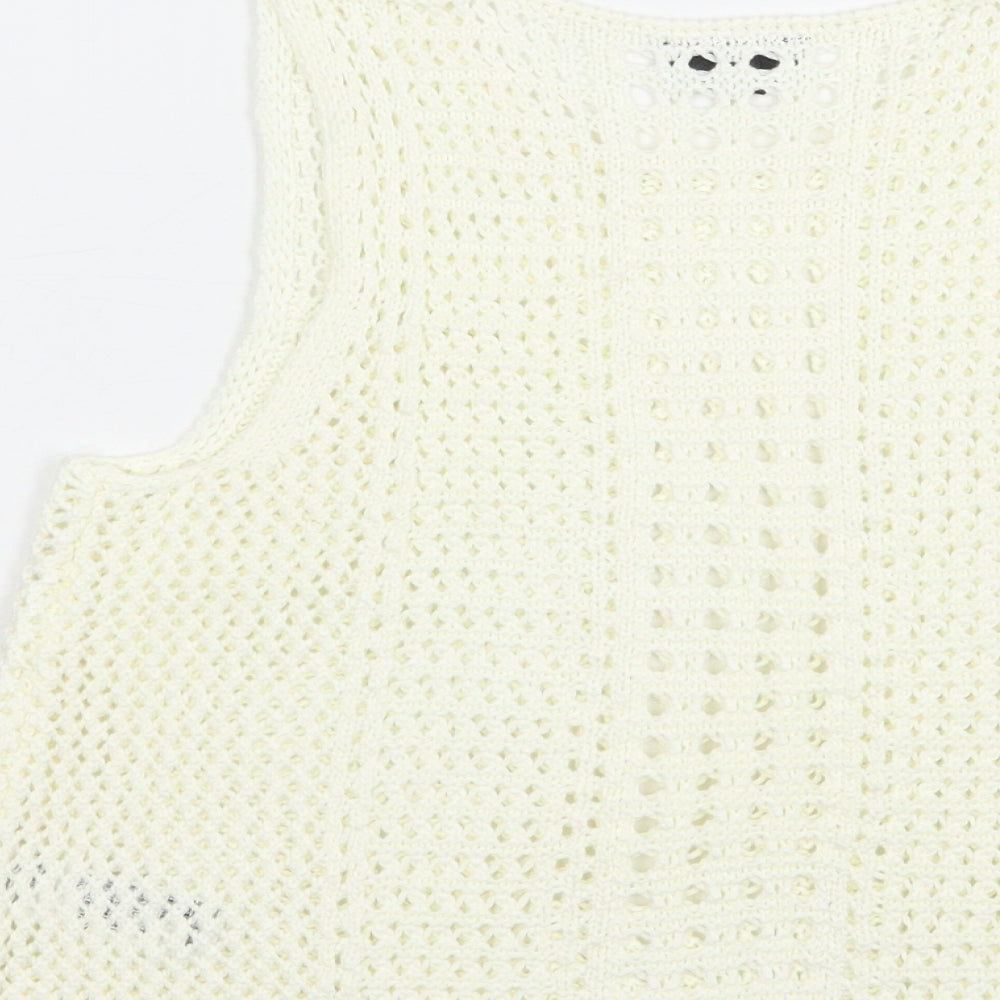 Topshop Womens Ivory Acrylic Basic Tank Size 10 Round Neck