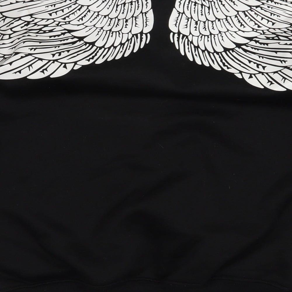 SheIn Womens Black Polyester Pullover Sweatshirt Size M Pullover - Angel Wings
