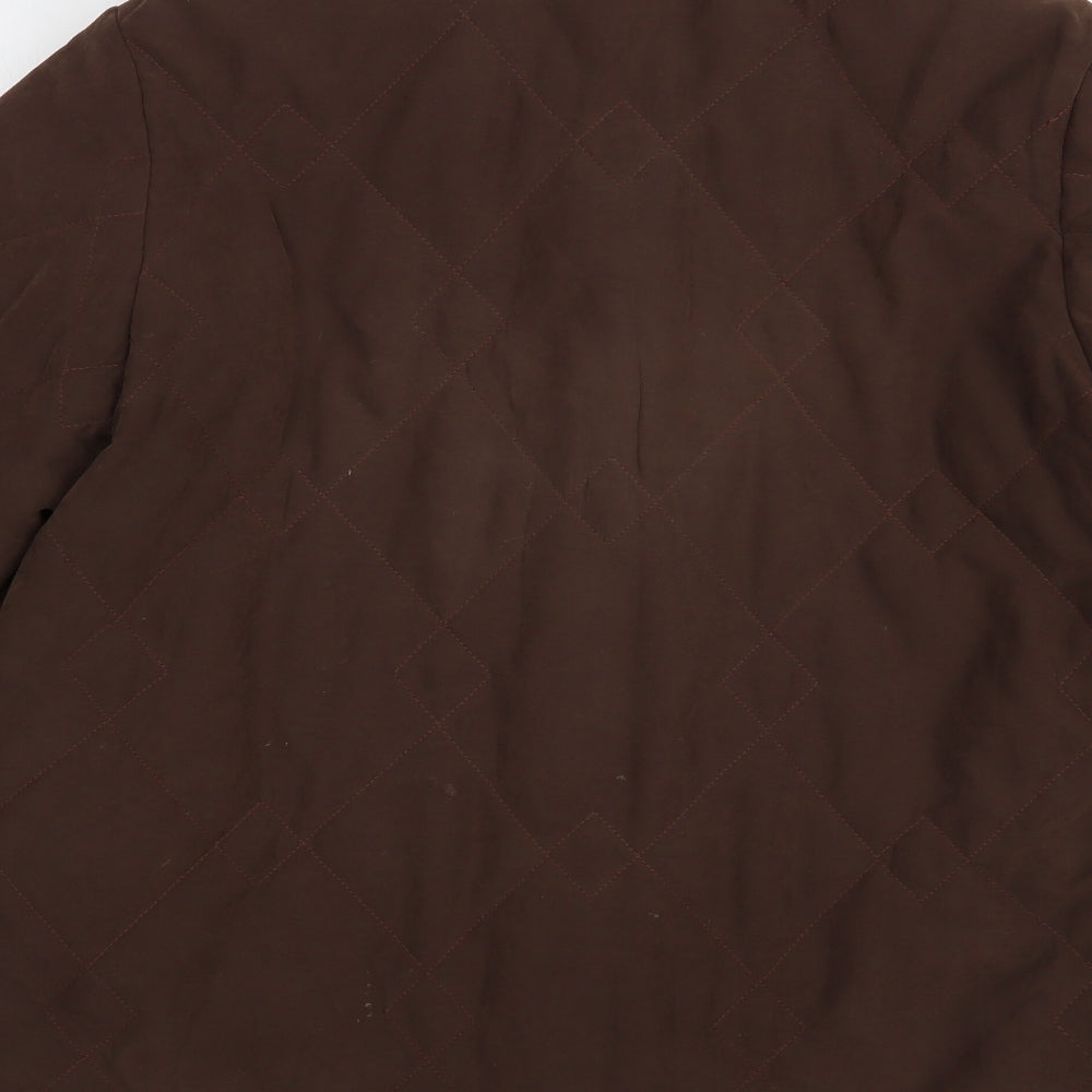 Concept UK Womens Brown Quilted Coatigan Size 12 Button