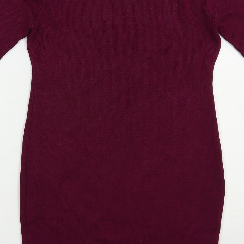 Preworn Womens Purple Cotton Bodycon Size M Crew Neck Pullover
