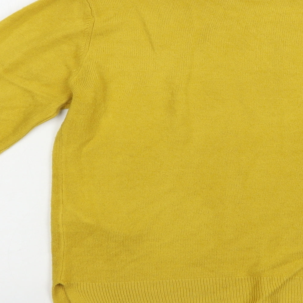 Marks & Spencer Womens Yellow Crew Neck Acrylic Pullover Jumper Size 12