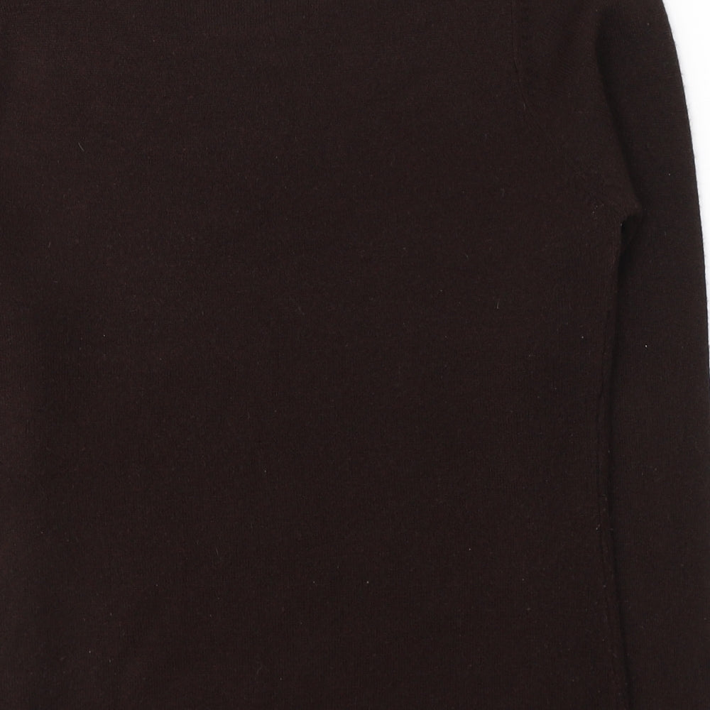 Ellie Louise Womens Brown Acrylic Basic Blouse Size S Round Neck