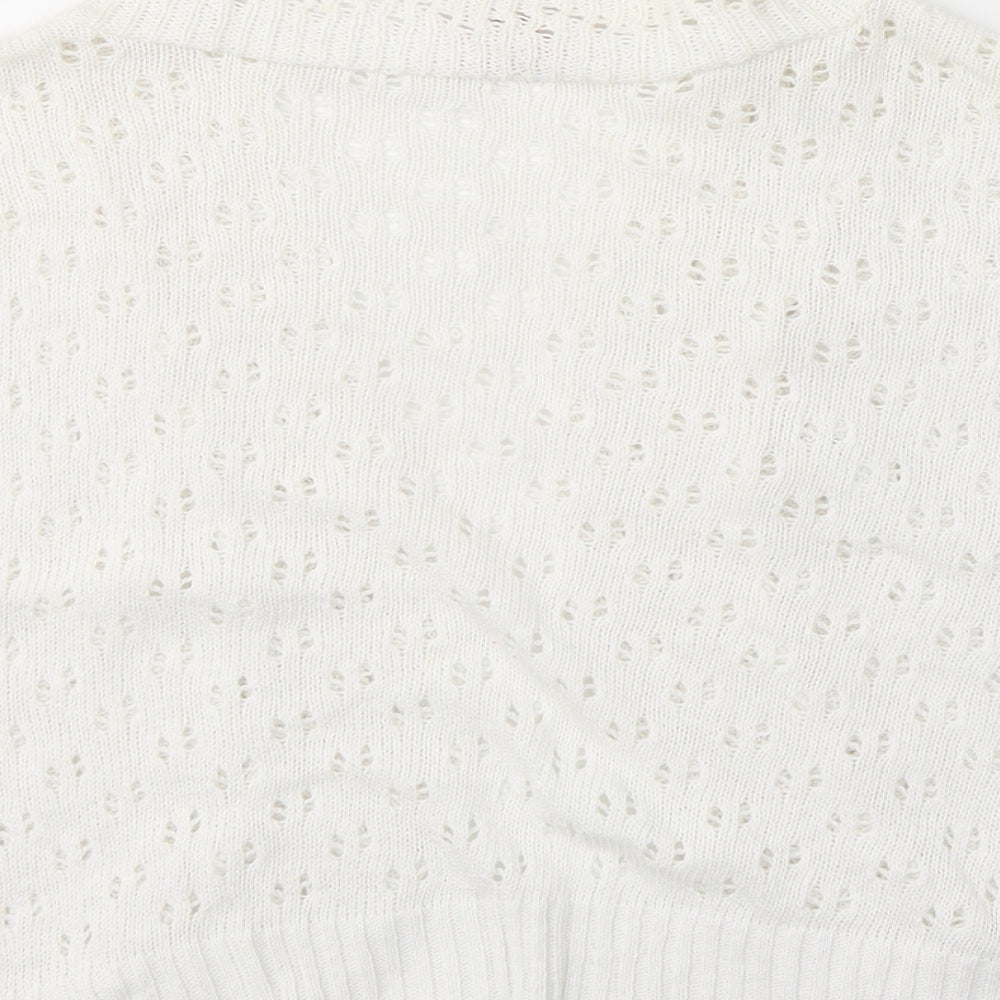 Glamorosa Womens White V-Neck Cotton Cardigan Jumper Size 16