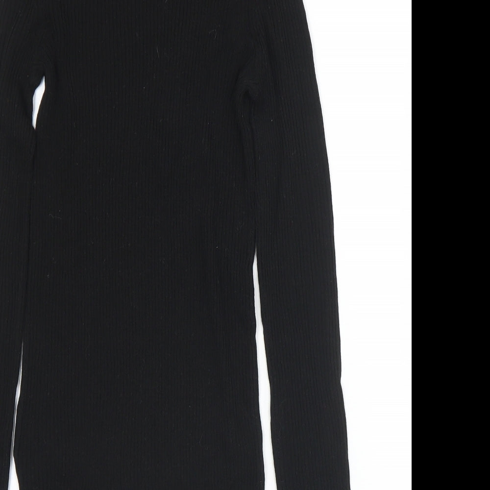 Preworn Womens Black Mock Neck Viscose Pullover Jumper Size XS