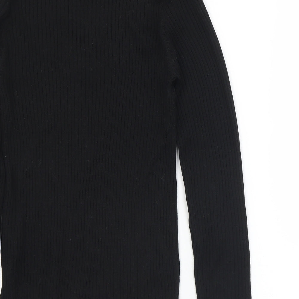 Selected Womens Black Scoop Neck Acrylic Pullover Jumper Size L