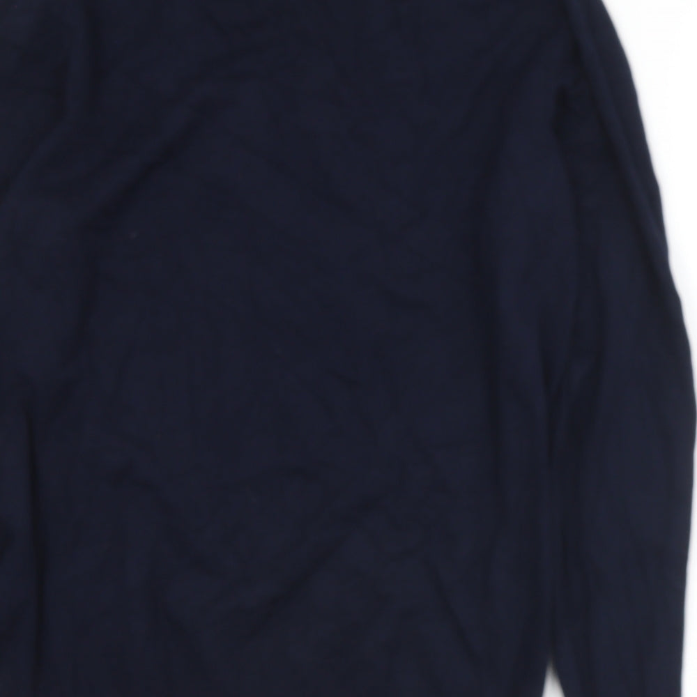 Zara Womens Blue V-Neck Viscose Pullover Jumper Size M