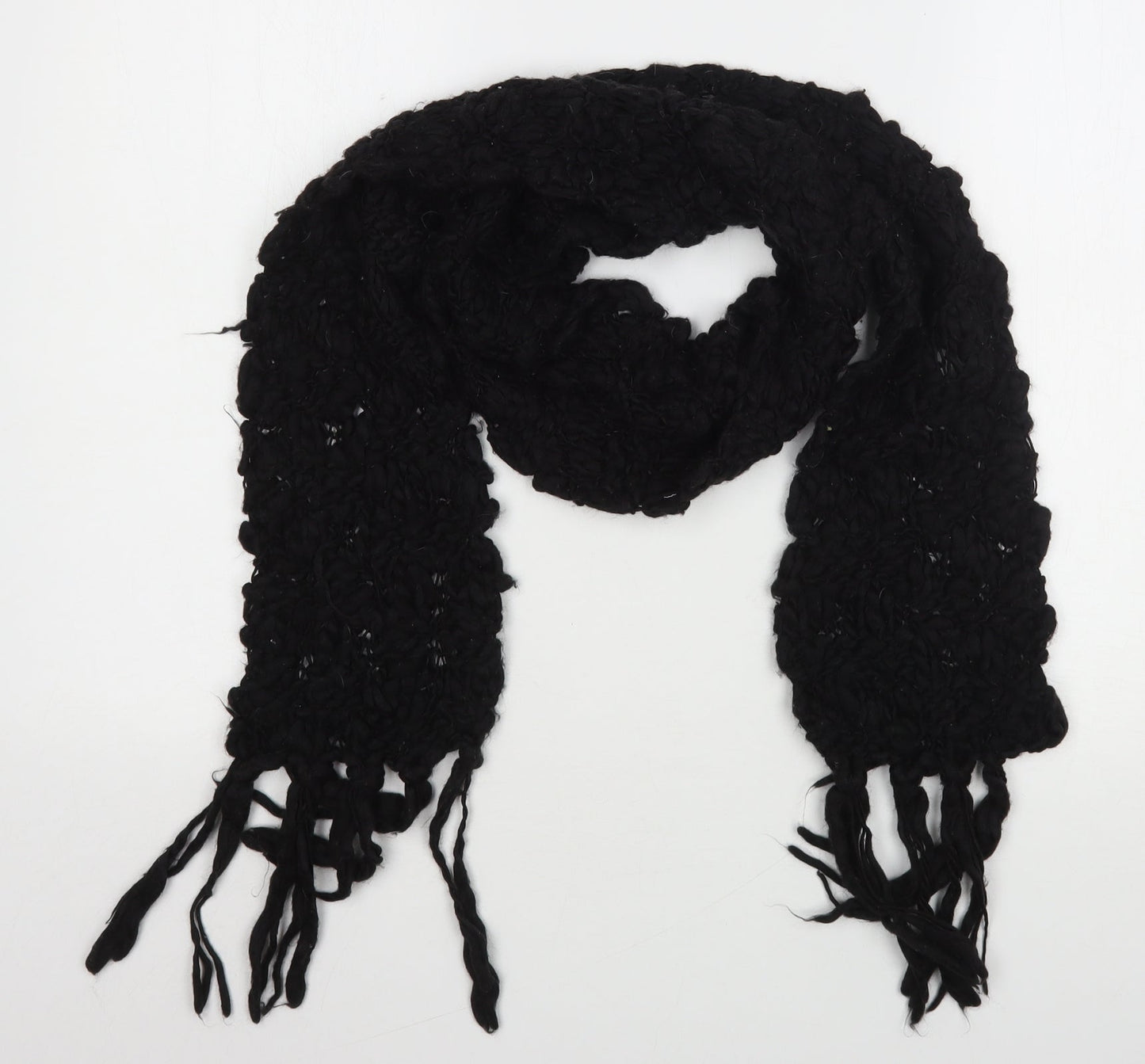Preworn Womens Black Polyester Scarf