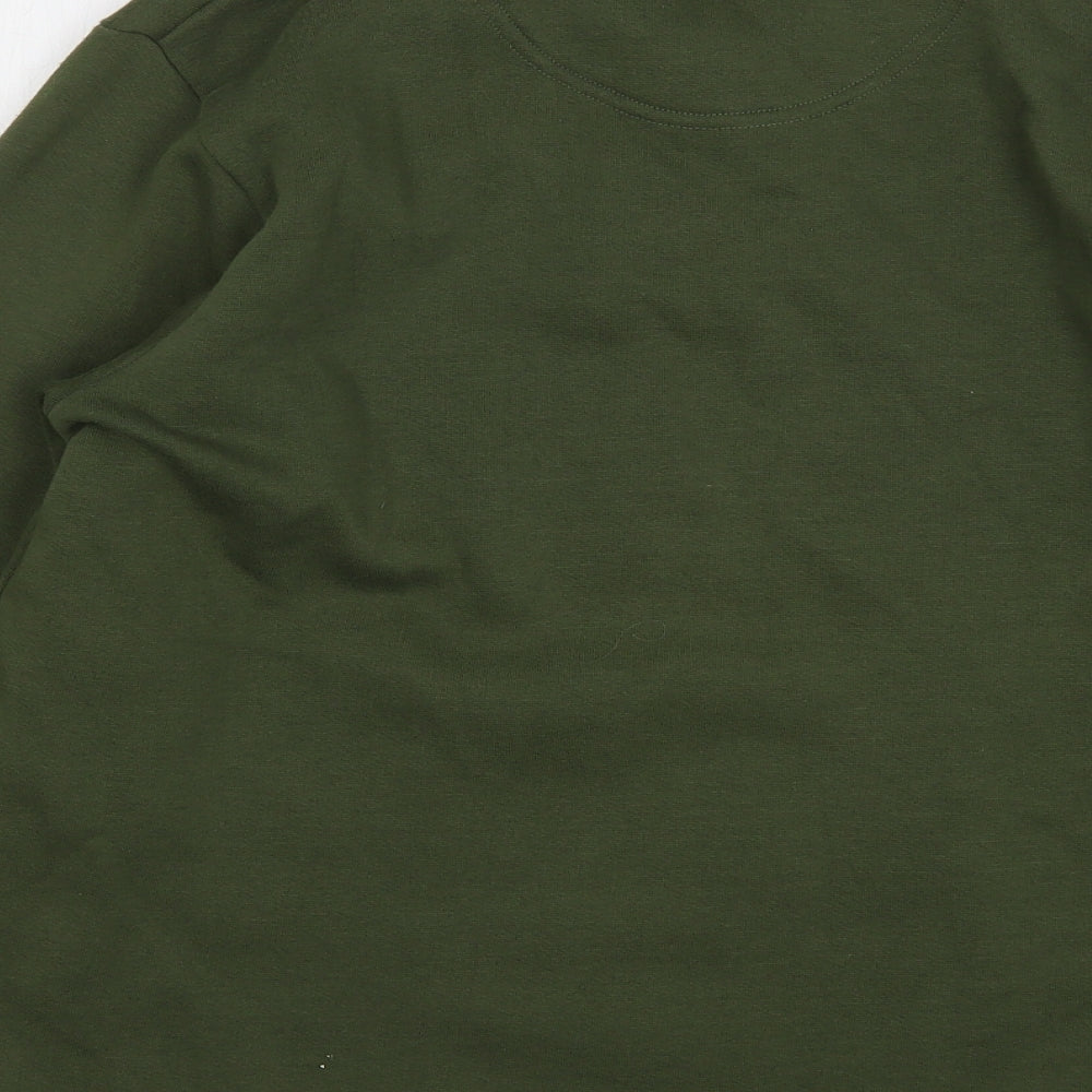 Natural Territory Womens Green Collared Floral Polyester Pullover Jumper Size S