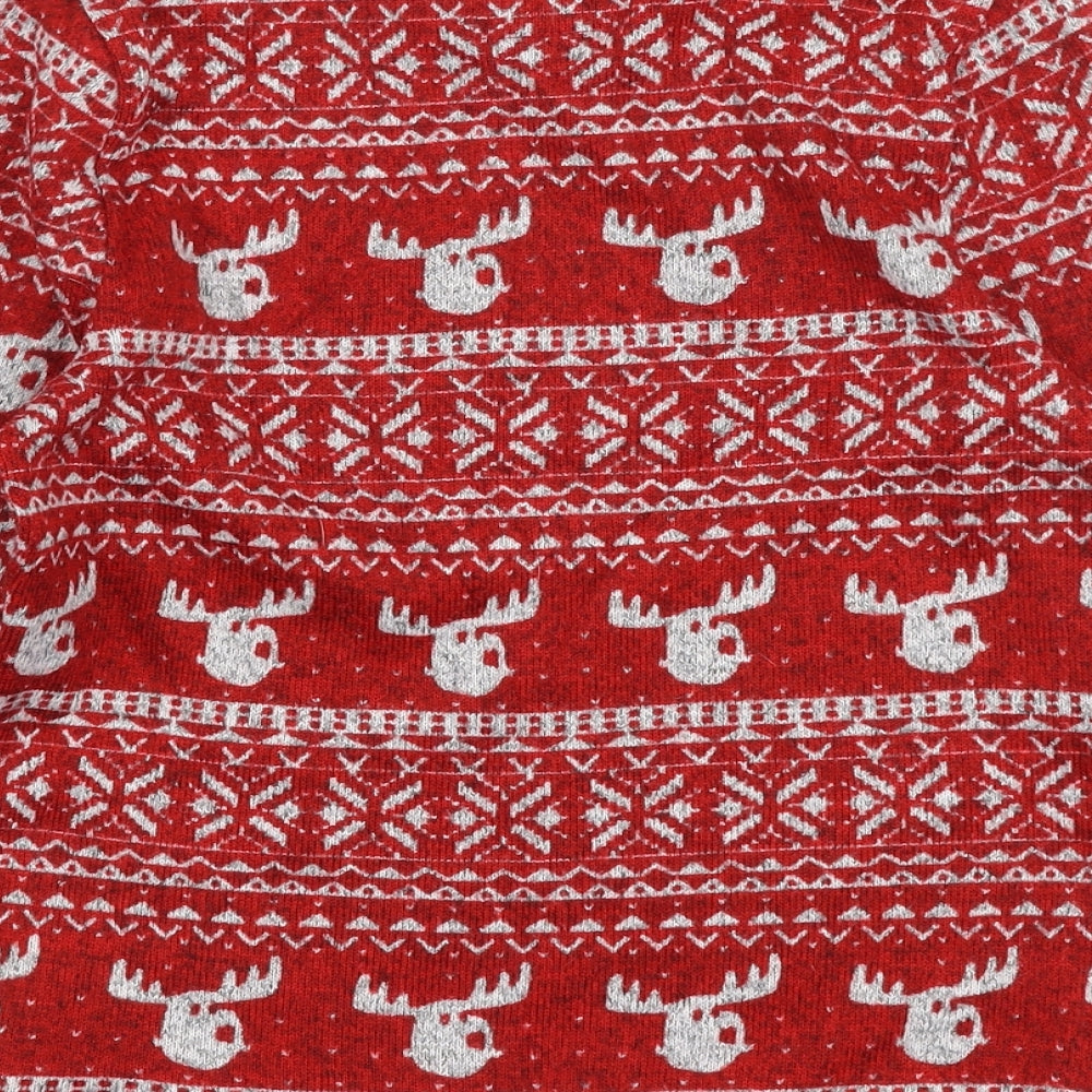 NEXT Boys Red Round Neck Fair Isle Polyester Pullover Jumper Size 9 Years Pullover - Christmas