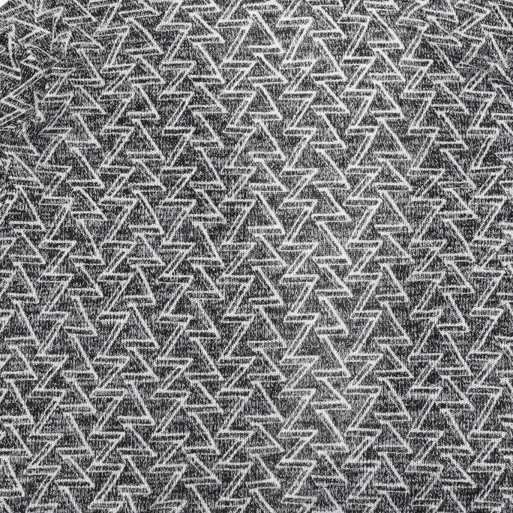 H&M Womens Grey V-Neck Geometric Polyester Cardigan Jumper Size XS