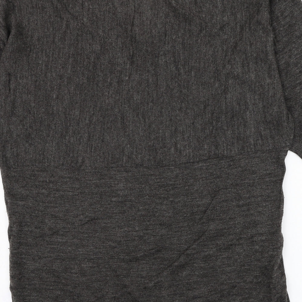 Luxe Womens Grey Round Neck Wool Pullover Jumper Size L