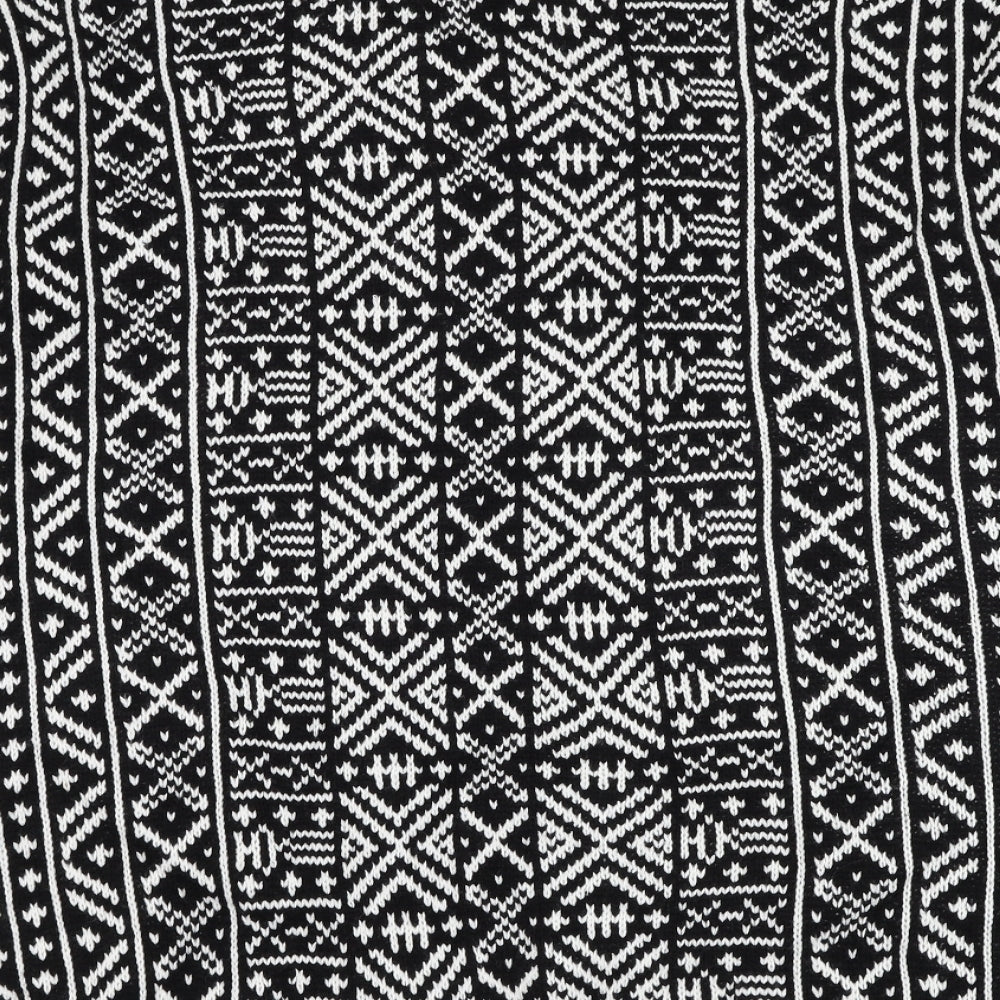 Amara Reya Womens White Square Neck Geometric Acrylic Cardigan Jumper Size M