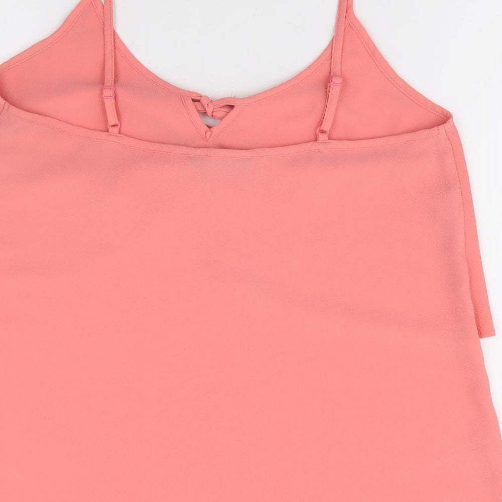 Florence and Fred Womens Pink Polyester Camisole Blouse Size 10 V-Neck - Tie Neck, Double Layer