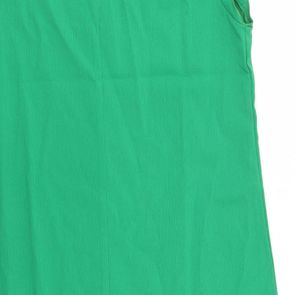 SheIn Womens Green Polyester Shift Size 6 V-Neck - Ruffle, Frill
