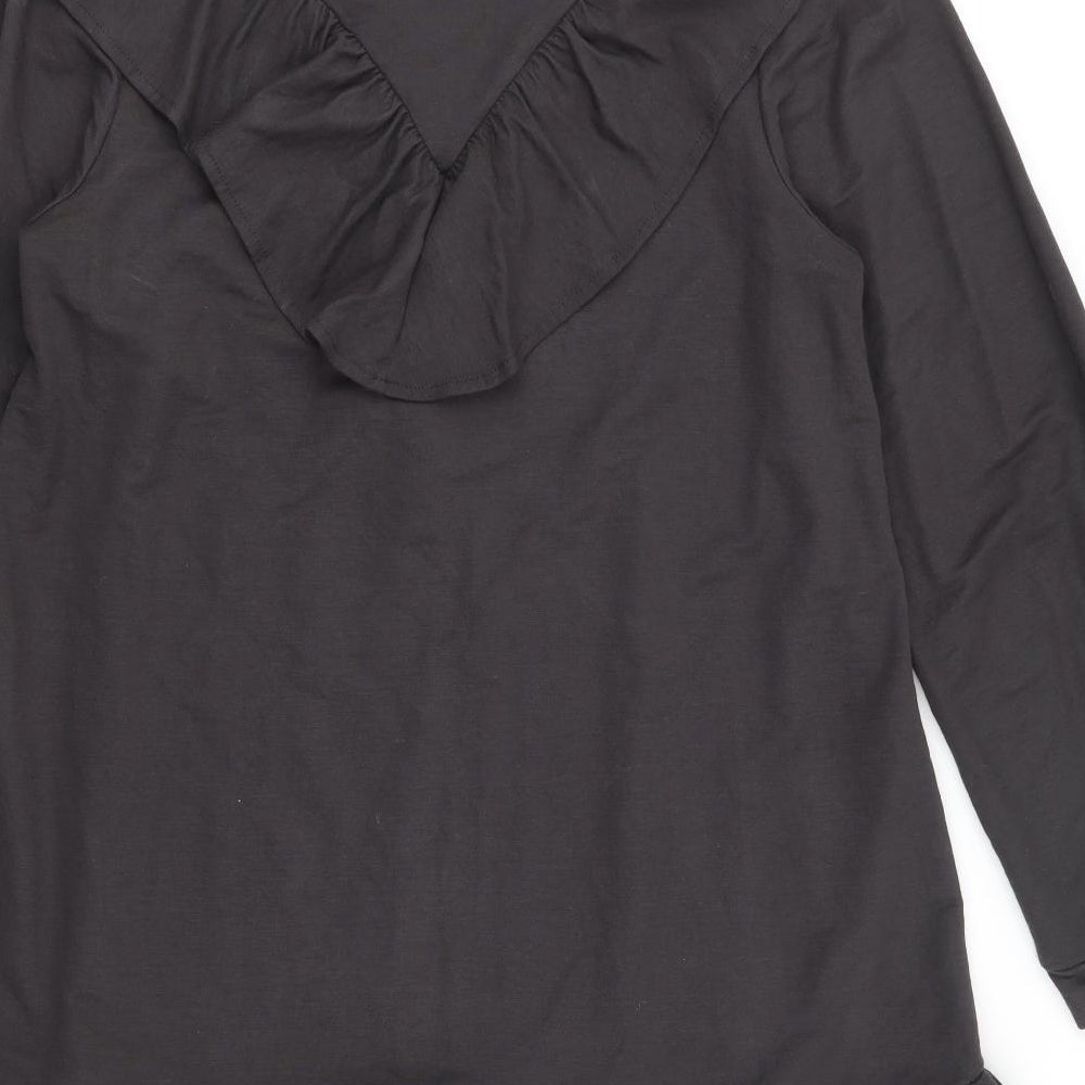 Mango Womens Grey Viscose A-Line Size 8 Round Neck Pullover