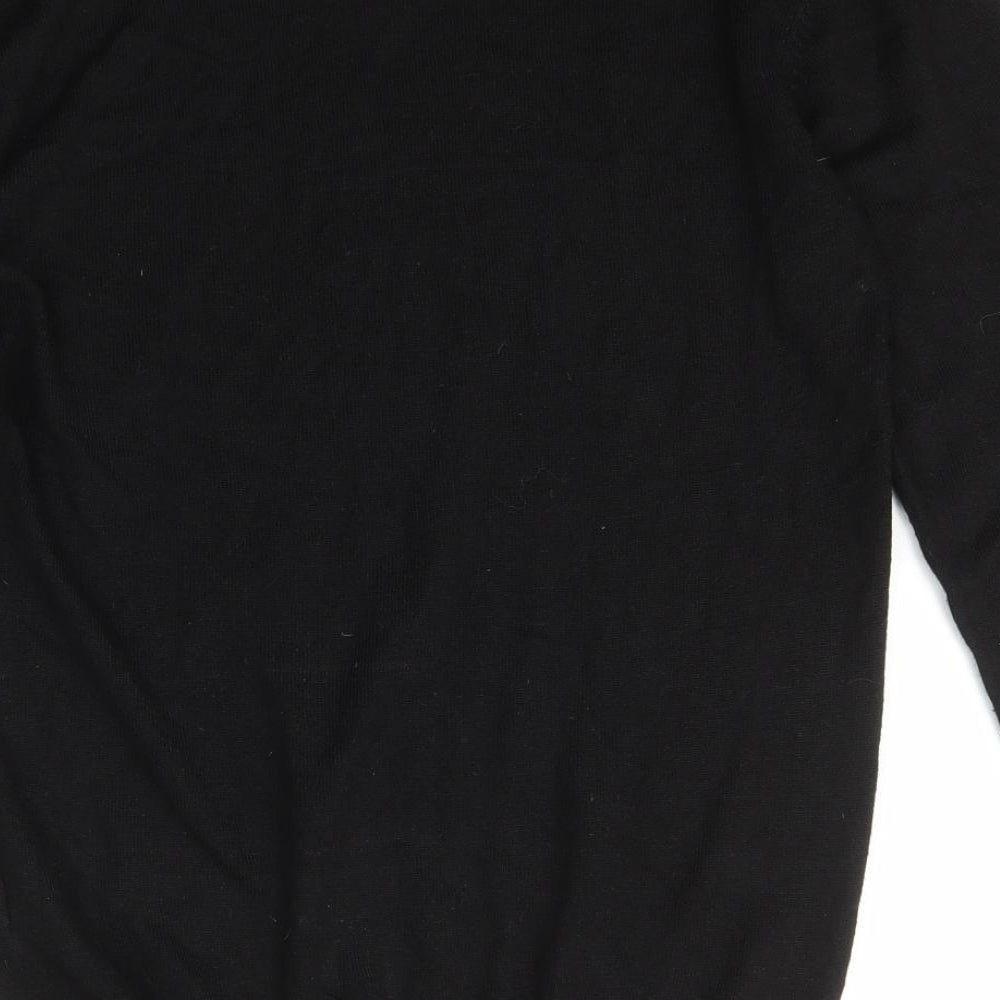 Studio Womens Black V-Neck Acrylic Pullover Jumper Size S
