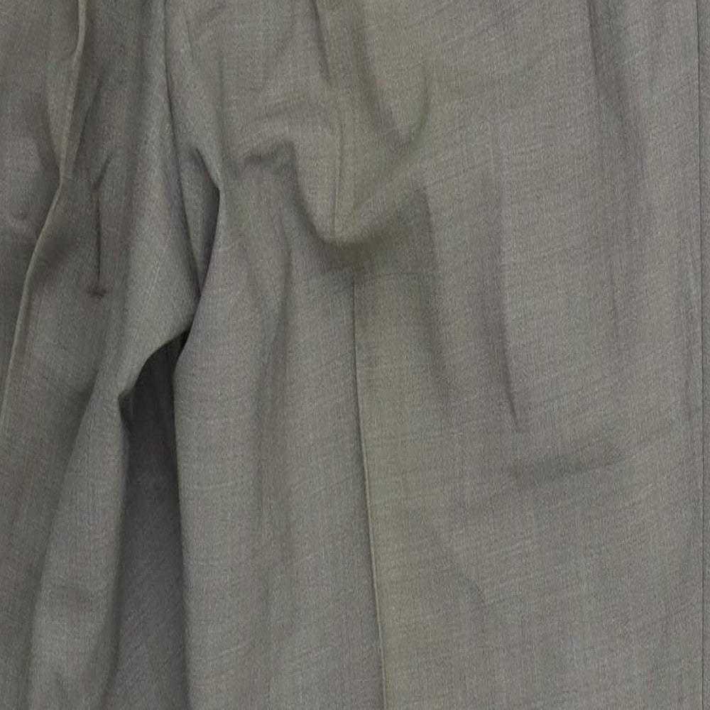 Ela Flex Mens Grey Polyester Trousers Size 32 L31 in Regular Button