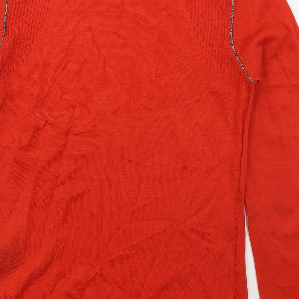 Marks & Spencer Womens Red Crew Neck Acrylic Pullover Jumper Size 10
