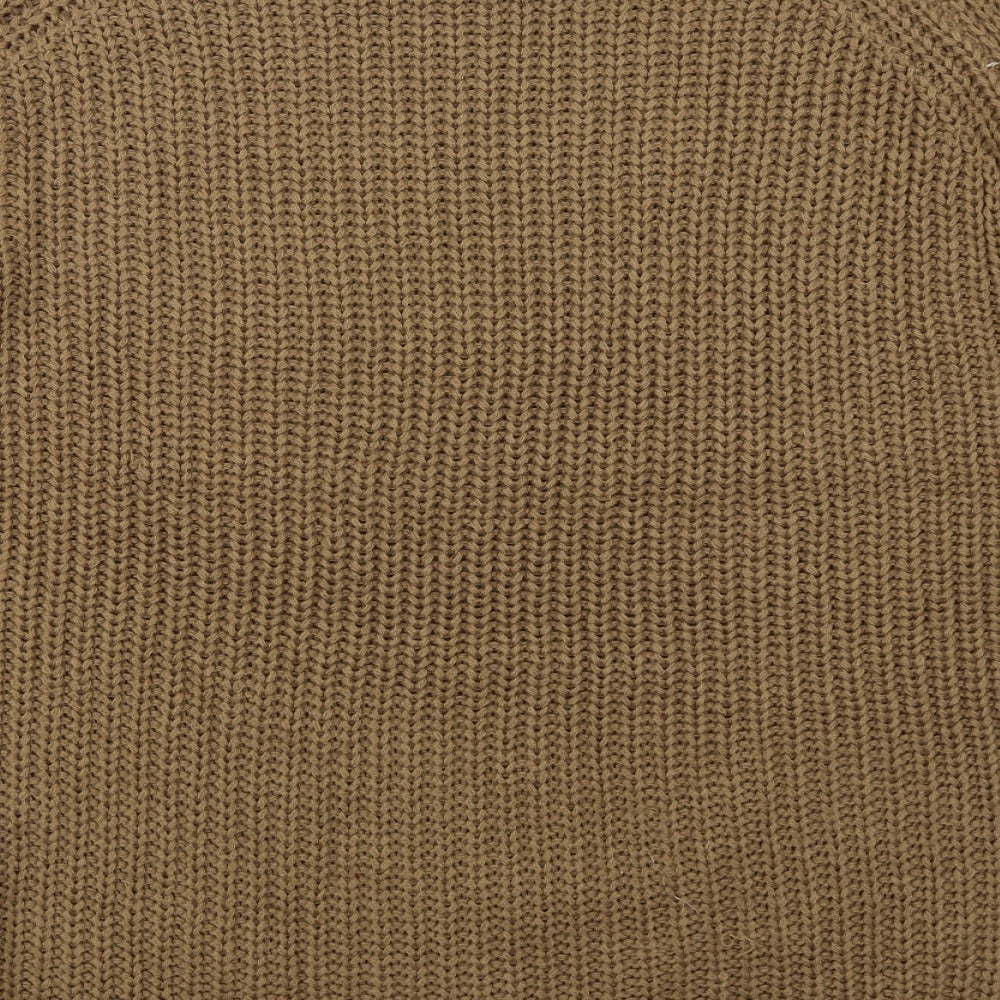 Only Womens Brown Crew Neck Acrylic Pullover Jumper Size XL