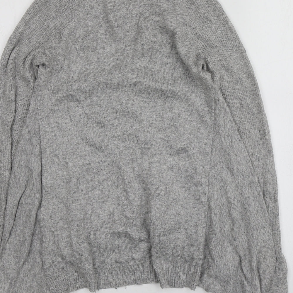 NEXT Womens Grey V-Neck Nylon Cardigan Jumper Size 8