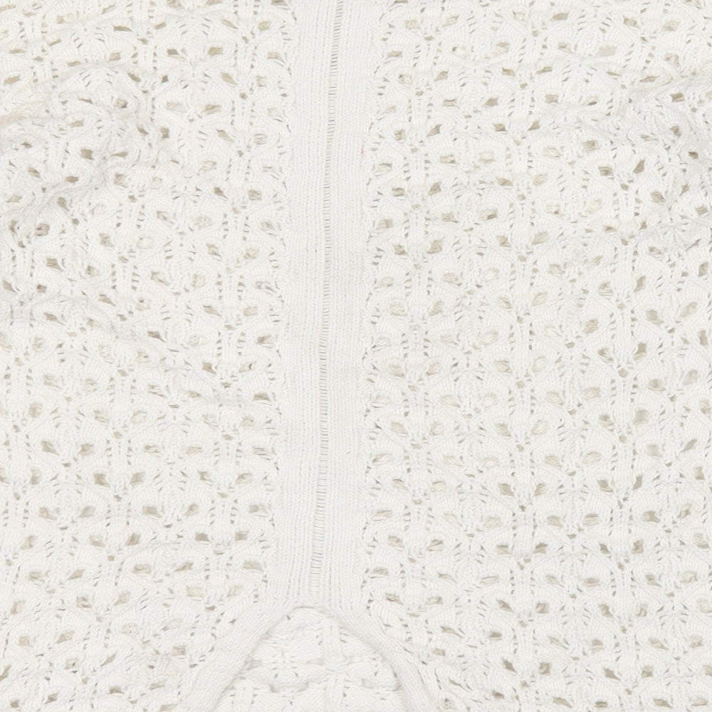 River Island Womens White Round Neck Cotton Pullover Jumper Size 6