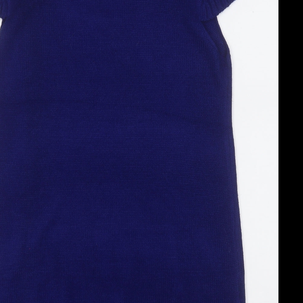 Preworn Womens Blue Acrylic Pencil Dress Size M Round Neck - Penguin