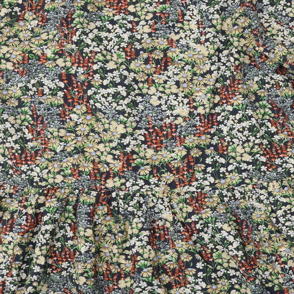 H&M Womens Multicoloured Floral Viscose Skater Dress Size XL Round Neck