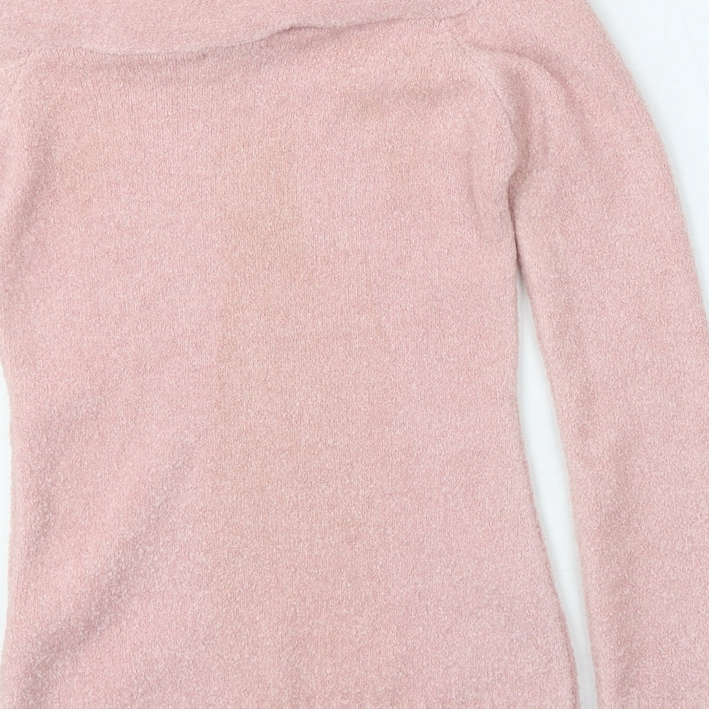 Select Womens Pink Roll Neck Acrylic Pullover Jumper Size M