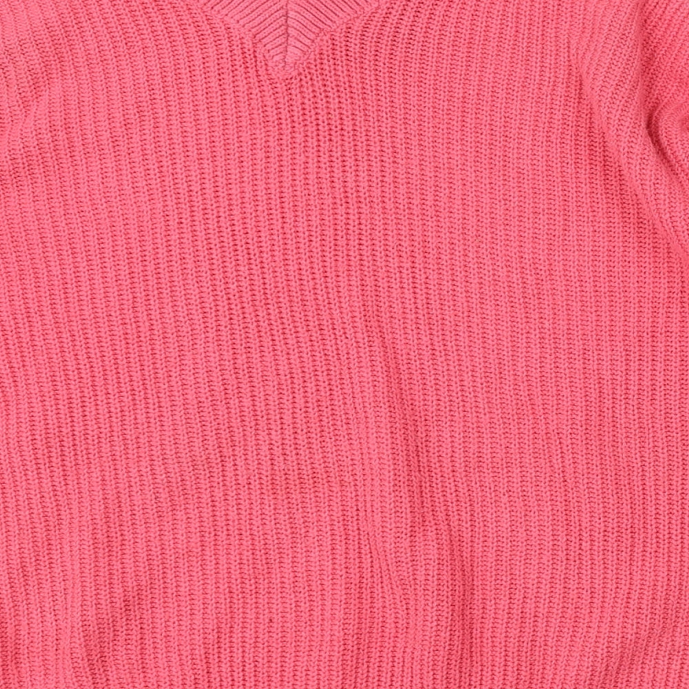 Atmosphere Womens Pink V-Neck Acrylic Pullover Jumper Size 6