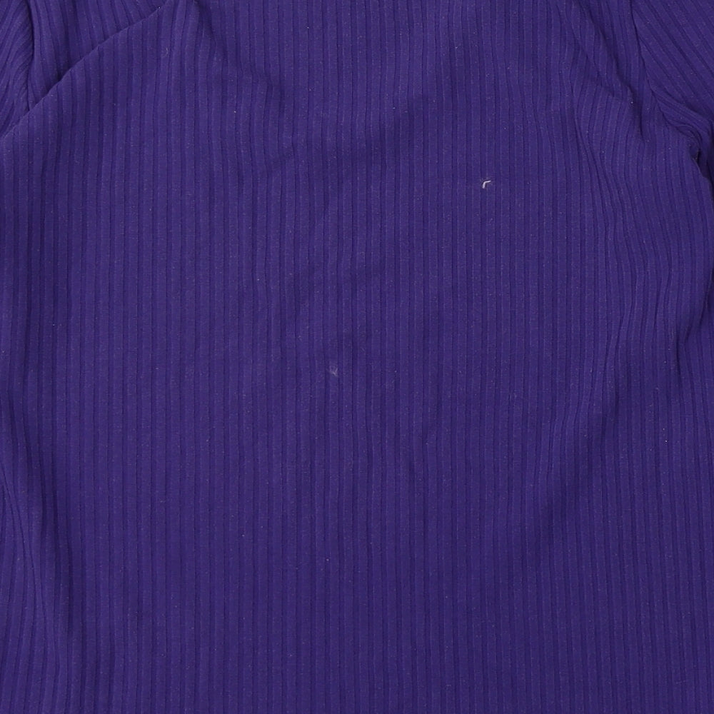 Marks & Spencer Womens Purple V-Neck Polyester Pullover Jumper Size 12