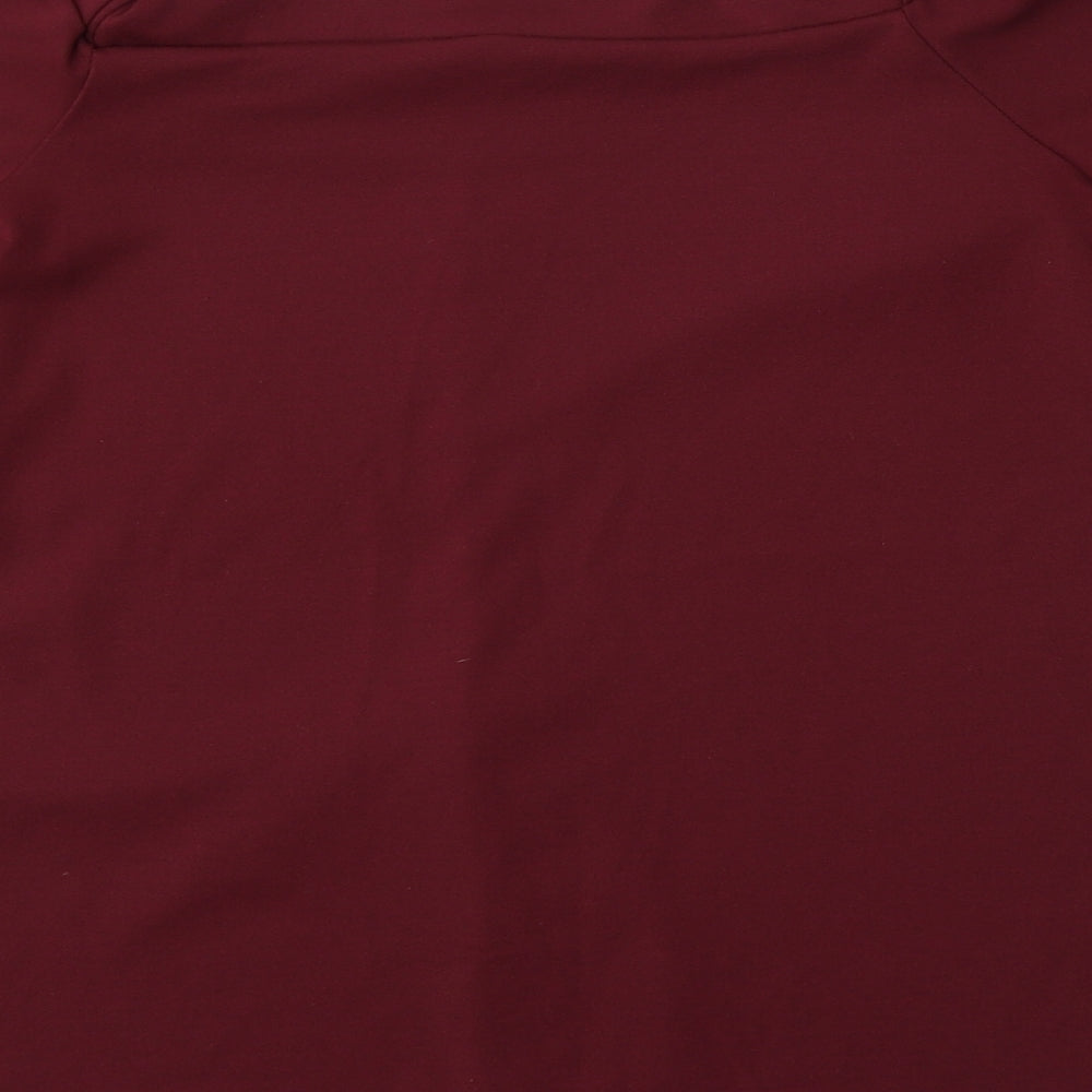 Silk Womens Red Polyester Basic Blouse Size M Round Neck