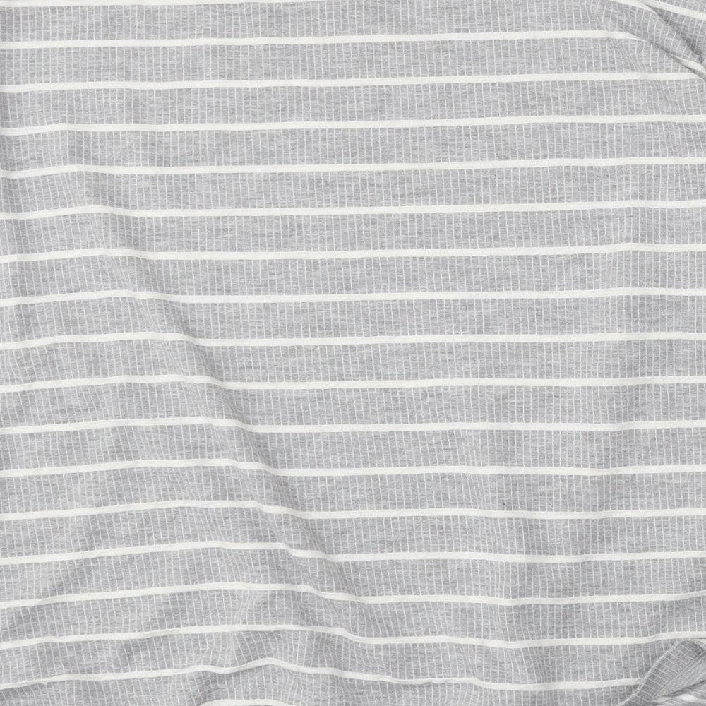 Red Herring Womens Grey Round Neck Striped Polyester Pullover Jumper Size 20