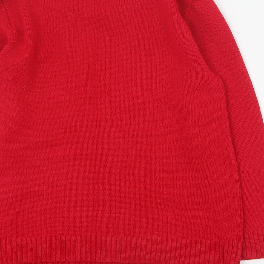Lady Ice Womens Red Round Neck Acrylic Pullover Jumper Size S