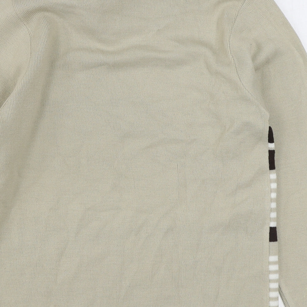 Pure & Natural Womens Beige Roll Neck Striped Acrylic Pullover Jumper Size S