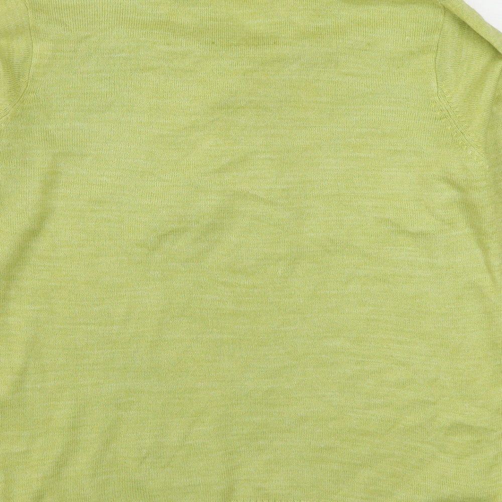 EWM Womens Yellow V-Neck Acrylic Pullover Jumper Size M