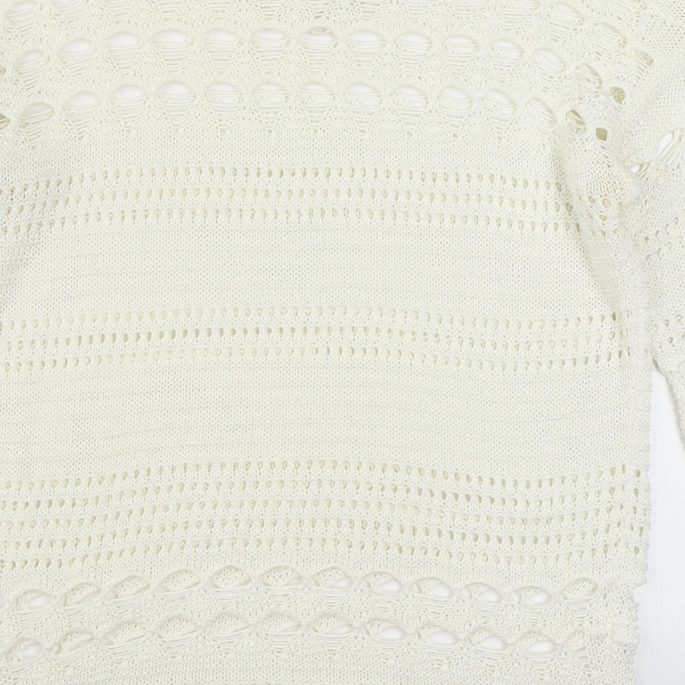 NEXT Womens White Round Neck Acrylic Pullover Jumper Size M
