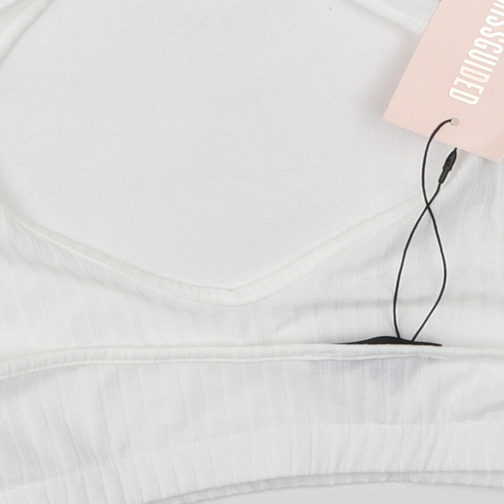 Missguided Womens White Polyester Camisole Tank Size 12 Round Neck