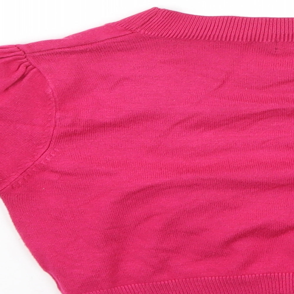 F&F Womens Pink V-Neck Viscose Cardigan Jumper Size 8