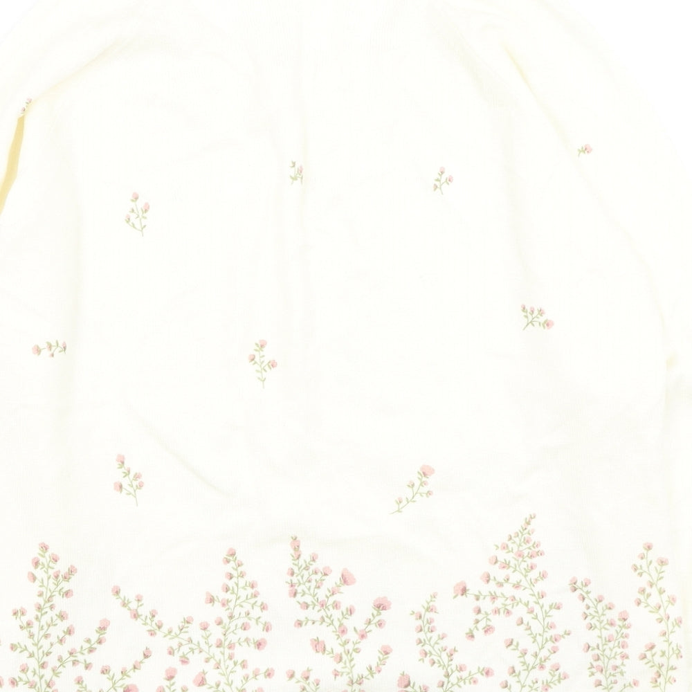 Berkertex Womens Ivory Round Neck Floral Modal Pullover Jumper Size 14