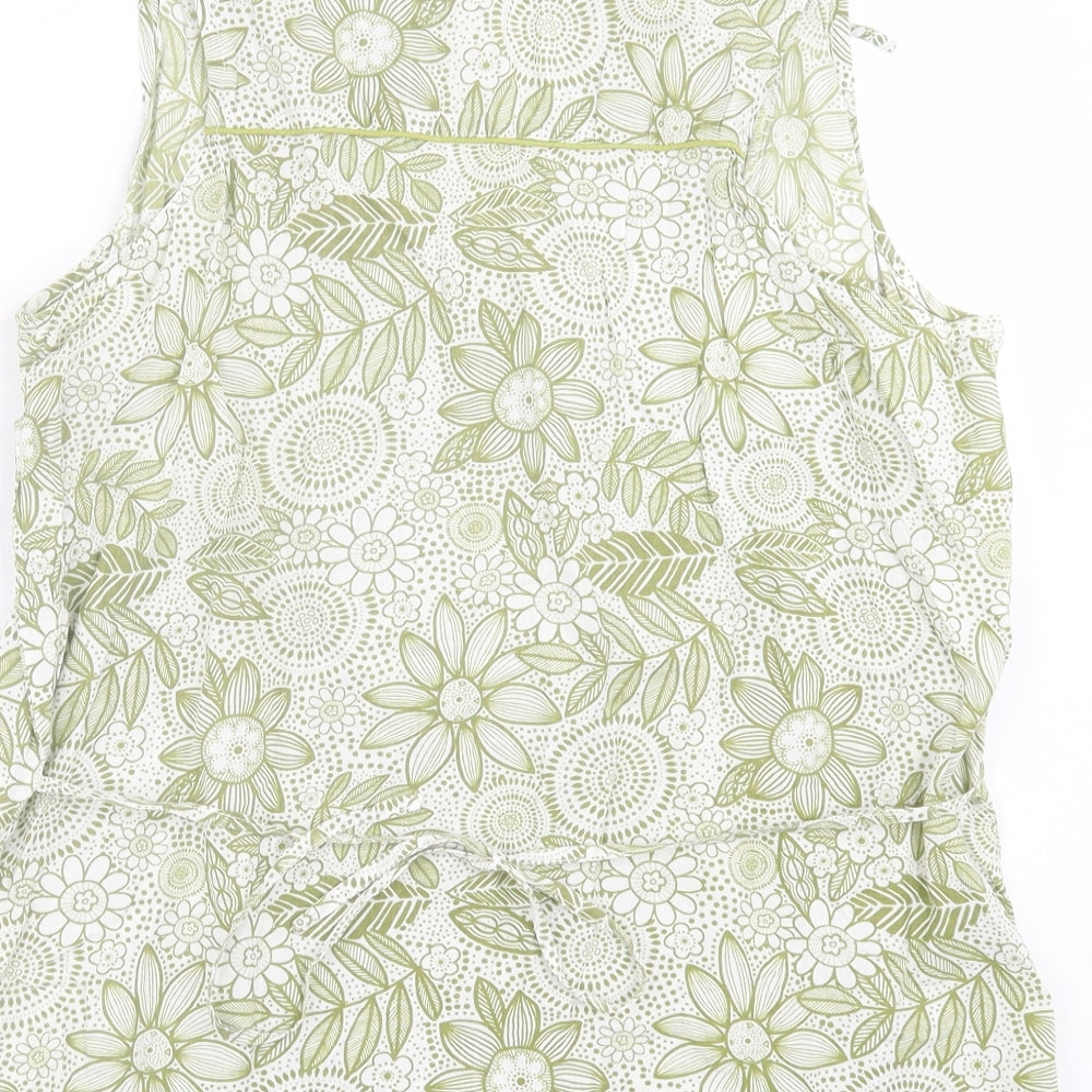River Island Womens Green Geometric Polyester Basic Tank Size 14 V-Neck