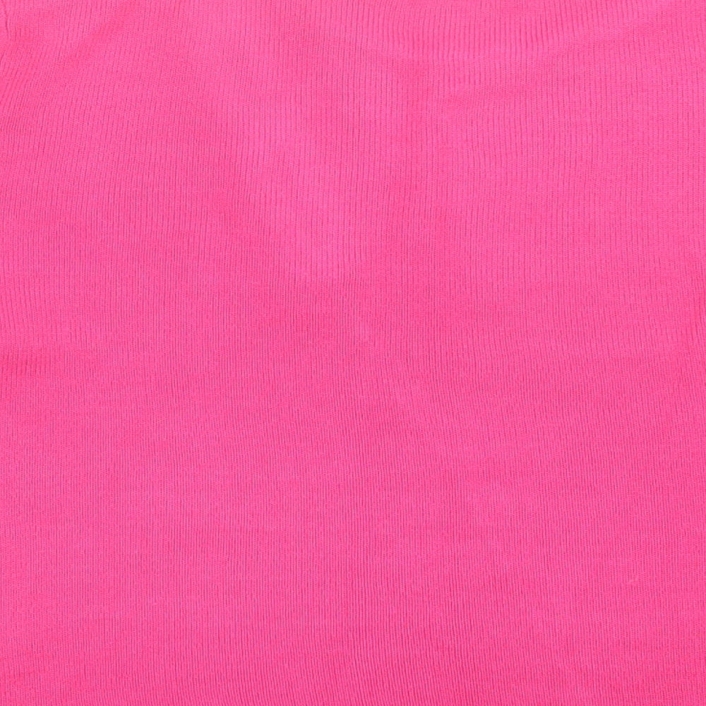 Topshop Womens Pink Crew Neck Acrylic Pullover Jumper Size 14