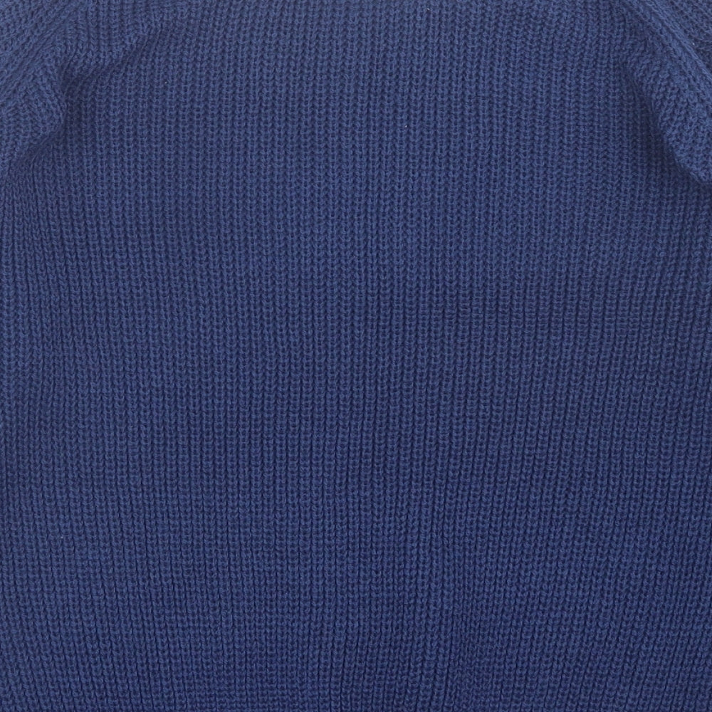 TRU Womens Blue Boat Neck Acrylic Pullover Jumper Size S