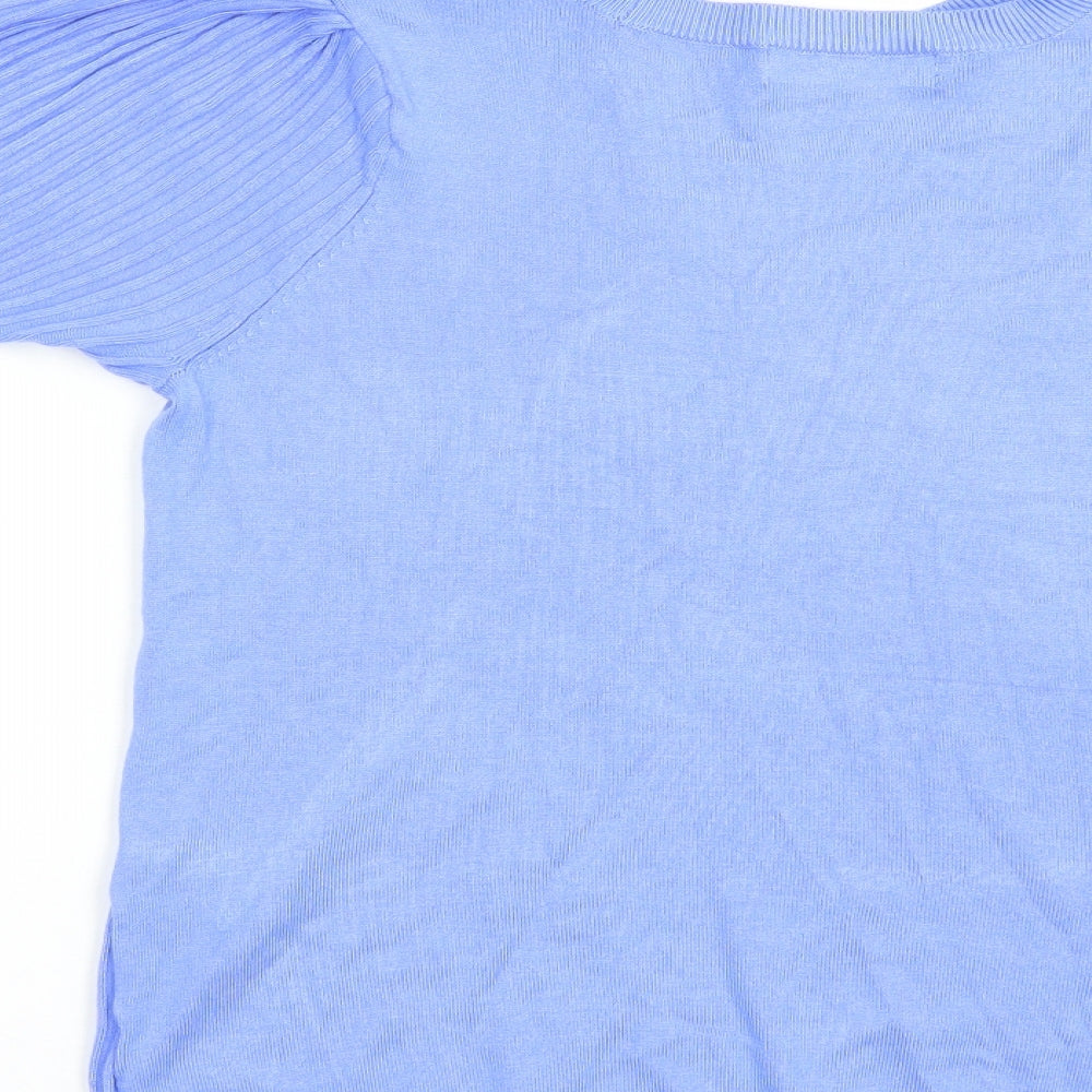 Marks & Spencer Womens Blue Crew Neck Viscose Pullover Jumper Size 14