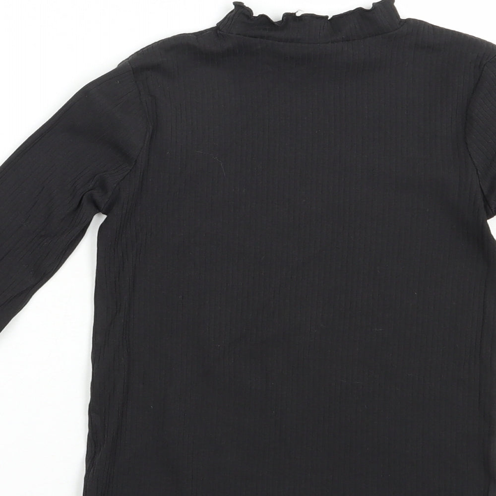 TU Girls Black Cotton Basic T-Shirt Size 8 Years Mock Neck Pullover