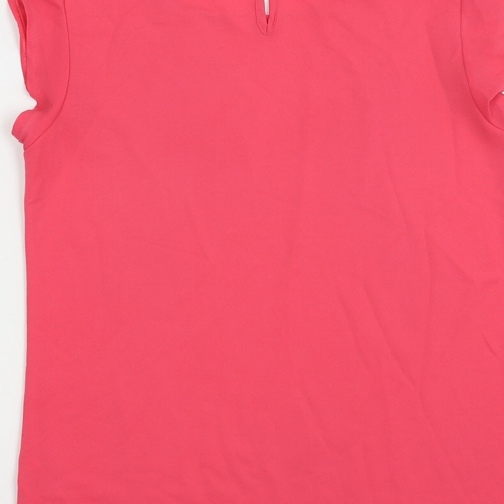 New Look Womens Pink Polyester Basic Blouse Size 8 Boat Neck